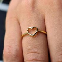 Anel coração Vazado Ouro 18k Legítimo - Sheju Joias Anel coração Vazado Ouro 18k Legítimo - Sheju Joias