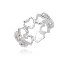Anel Corações Intercalados Volta Toda Prata 925 Kl Modelo 2