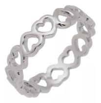 Anel Corações Intercalados Volta Toda Prata 925 Kl