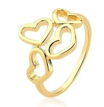 Anel Corações Liso Dourado Semijoia Lizzy Fatin Anel Corações Liso Dourado Semijoia Lizzy Fatin