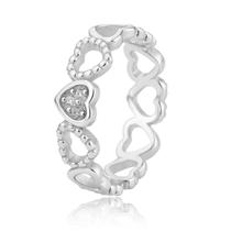 Anel Corações Pedras Vazados Folheado Prata 925 Legítima Anel Corações Pedras Vazados Folheado Prata 925 Legítima