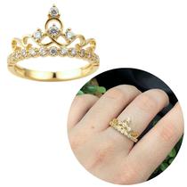 Anel Coroa Princesa Feminino Ouro 18k Banhado Cravejado Anel Coroa Princesa Feminino Ouro 18k Banhado Cravejado