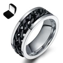 Anel Corrente Giratória Aço Inox E Ródio Anel Corrente Giratória Aço Inox E Ródio