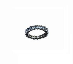 Anel cravação total light blue banhado a ródio negro - zircônia 3,5 mm