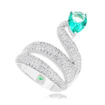 Anel Cravejado Gota - Ródio Branco Anel Cravejado Gota - Ródio Branco