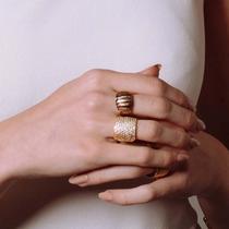 Anel Cravejado Largo Folheado a Ouro 18k