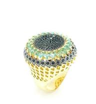 Anel Cravejado Pavé Zirconias Aro Rendado Banho Ouro 18k 3971