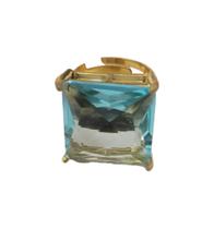 Anel cristal quadrado azul claro regulável