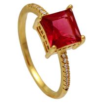 Anel Cristal Rosa e Cravejado de Zircônias Softjoias Folheado em Ouro 18K