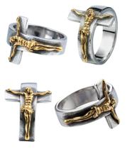 Anel Cruz com Cristo em Aço Inox Anel Cruz com Cristo em Aço Inox
