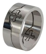 Anel Cruz De Malta Cavaleiro Templário Aço Titânio Separável Anel Cruz De Malta Cavaleiro Templário Aço Titânio Separável