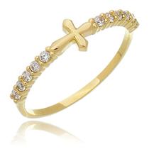 Anel Cruz Feminino e Terço Banhado em Ouro 18k Exclusivo