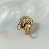 Anel Curvas Semijoia em Ouro 18k