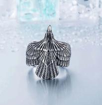 Anel De Aço Águia Totem Animal De Poder Prateado Anel De Aço Águia Totem Animal De Poder Prateado