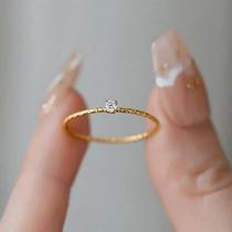 Anel de Aço e Titânio Dourado com Cristal CZ Branco - Anel de Casamento para Casal Anel de Aço e Titânio Dourado com Cristal CZ Branco - Anel de Casamento para Casal