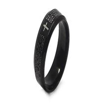 Anel de Aço Inox Pai Nosso Preto Anel de Aço Inox Pai Nosso Preto