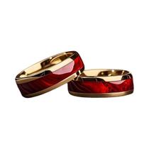 Anel De Aço Inoxidável Com Incrustação De Pedra Vermelha 8MM, Joias De Moda Para Casamento E