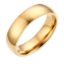 Anel de aço inoxidável JAJAFOOK de 6 mm de largura banhado a ouro tamanho 10