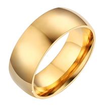 Anel de aço inoxidável JAJAFOOK de 8 mm de largura banhado a ouro tamanho 11 Anel de aço inoxidável JAJAFOOK de 8 mm de largura banhado a ouro tamanho 11