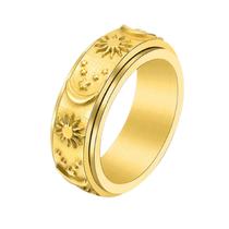 Anel de aço inoxidável para ansiedade Anéis de inquietação para aliviar o estresse Anel de ansiedade Sun Moon