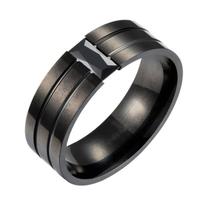 Anel de Aço Preto Cristal Negro Anel de Aço Preto Cristal Negro