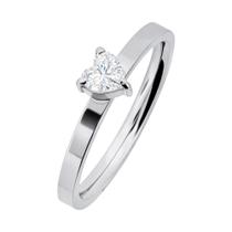 Anel de Aço Solitário Love Zircônia Coração 5mm Anel de Aço Solitário Love Zircônia Coração 5mm
