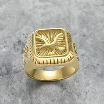 Anel De Águia Dourada Para Homens 17mm Robusto Aço Inoxidável Punk Rock Legal Joias De Dedo Tamanho