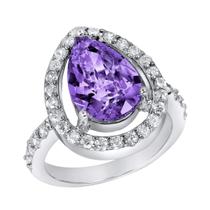 Anel de Ametista Roxo com Prata Esterlina e Zircônia Cúbica - West Coast Jewelry