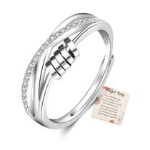 Anel de ansiedade PABBEU em prata esterlina 925 Fidget Ring feminino