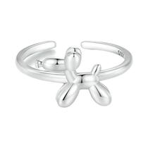 Anel De Balão De Cachorrinho Em Prata Esterlina 925 Para Mulheres, Anel De Animal Aberto, Joia De