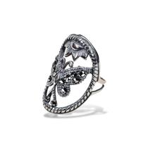 Anel de Borboleta Prata 925 Bali Grande Vazado com Marcassitas Anel de Borboleta Prata 925 Bali Grande Vazado com Marcassitas