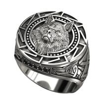 Anel De Cabeça De Lobo Guerreiro Viking Design Geométrico Da Mitologia Nórdica Tamanhos