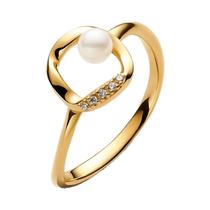 Anel De Casal Em Prata Esterlina 925 Com Coração Sol E Lua, Pérola E Zircônia, Joia Brilhante Para