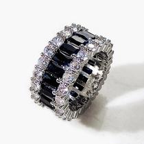 Anel de Casamento CZ Preto para Mulheres - Joia de Moda com Design Bling Bling