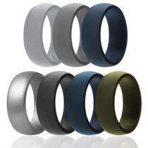 Anel de casamento de borracha de silicone ROQ Comfort Fit Masculino 8mm 2mm Anel de casamento de borracha de silicone ROQ Comfort Fit Masculino 8mm 2mm
