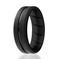 Anel de casamento de borracha de silicone ROQ Comfort Fit preto e vermelho Sz 9