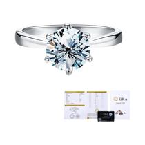 Anel De Casamento De Noivado De Moissanite Real 0,5ct 1ct Feminino Joias De Luxo Em Prata Esterlina