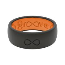 Anel de casamento de silicone Groove Life Solid preto/laranja tamanho 11