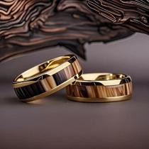 Anel De Casamento E Noivado Masculino Em Aço Inoxidável Com Incrustação De Concha De Abalone De 8MM Anel De Casamento E Noivado Masculino Em Aço Inoxidável Com Incrustação De Concha De Abalone De 8MM