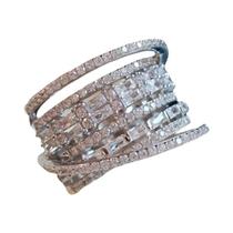 Anel de Casamento Feminino com Zircônia Cúbica - Design Geométrico Quadrado