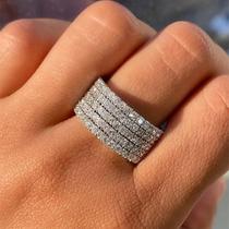 Anel De Casamento Feminino Luxuoso Com Cristal Brilhante De Zircônia, Design Simples E Elegante,