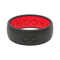 Anel de casamento Groove Life Solid preto/vermelho de silicone tamanho 10 para homens