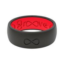 Anel de casamento Groove Life Solid preto/vermelho de silicone tamanho 11 para homens