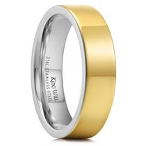 Anel de casamento King Will 316L em aço inoxidável banhado a ouro 6mm