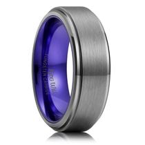Anel de casamento King Will em carboneto de tungstênio prateado e roxo 8mm