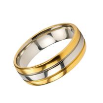 Anel de Casamento Ouro 18k Friso Prata 6mm Anatomica Noivado Casal Tungstenio