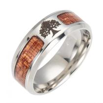 Anel de casamento preto flat top living tree inlaid men's ring, design confortável 6-13(8 styel)