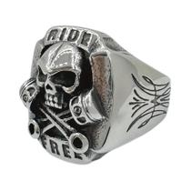 Anel De Caveira Estilo Motociclista Em Aço Inoxidável 316L Joia Masculina Tamanho 7-13 Anel De Caveira Estilo Motociclista Em Aço Inoxidável 316L Joia Masculina Tamanho 7-13