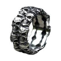 Anel de Caveira Masculino Vintage - Aço Inoxidável 316L com Aegishjalmur Punk Anel de Caveira Masculino Vintage - Aço Inoxidável 316L com Aegishjalmur Punk