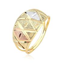 Anel de Chapa Três Cores Folheado a Ouro 18k